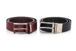LOUIS VUITTON - TWO LEATHER BELTS