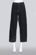 MONSE - A BLACK CONTRAST STITCH DOUBLE BUTTON TROUSERS