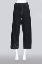 MONSE - A BLACK CONTRAST STITCH DOUBLE BUTTON TROUSERS