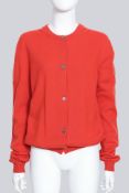JIL SANDER - A CORAL CASHMERE CARDIGAN