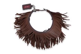 PRADA - A LEATHER FRINGE CHOKER NECKLACE