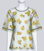 DRIES VAN NOTEN - A HAND PAINTED FLORAL MESH TOP