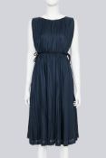 PRADA - A DARK BLUE PLISSE DRESS WITH CINCH DETAIL