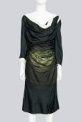 PRADA - A GREEN PRINTED GATHERED DRESS