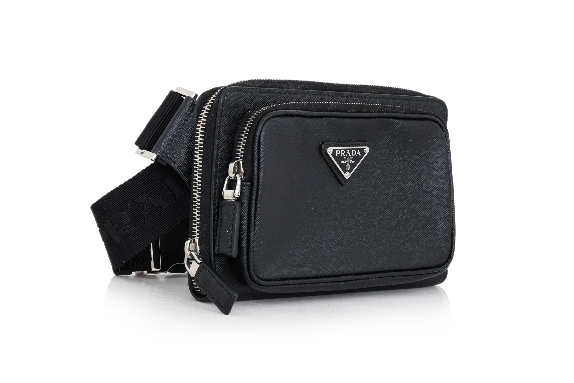 PRADA - A WAIST BLACK SAFFIANO LEATHER TRAVEL POUCH - Image 2 of 3