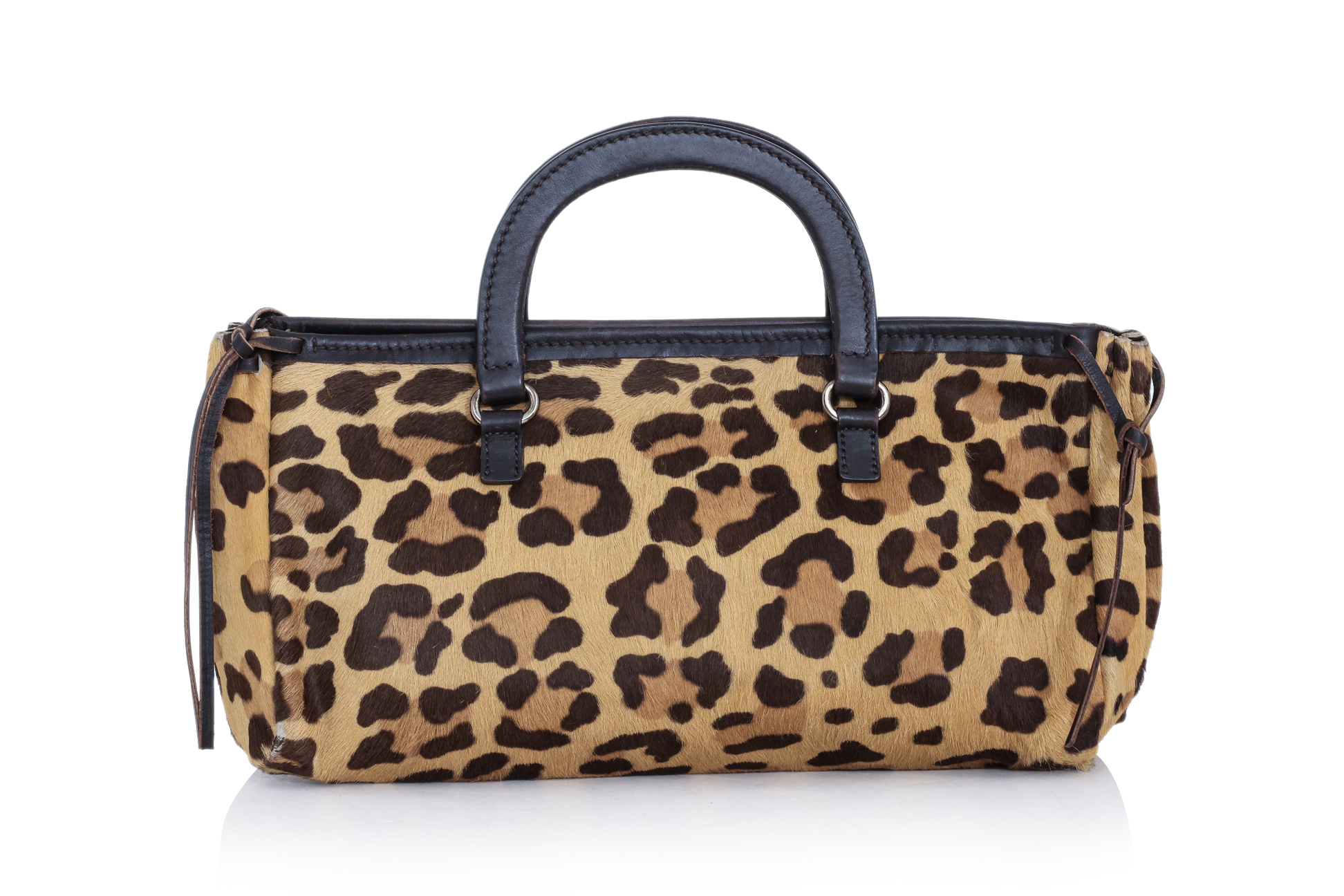 PRADA - A LEOPARD PRINT CALF HAIR HANDBAG