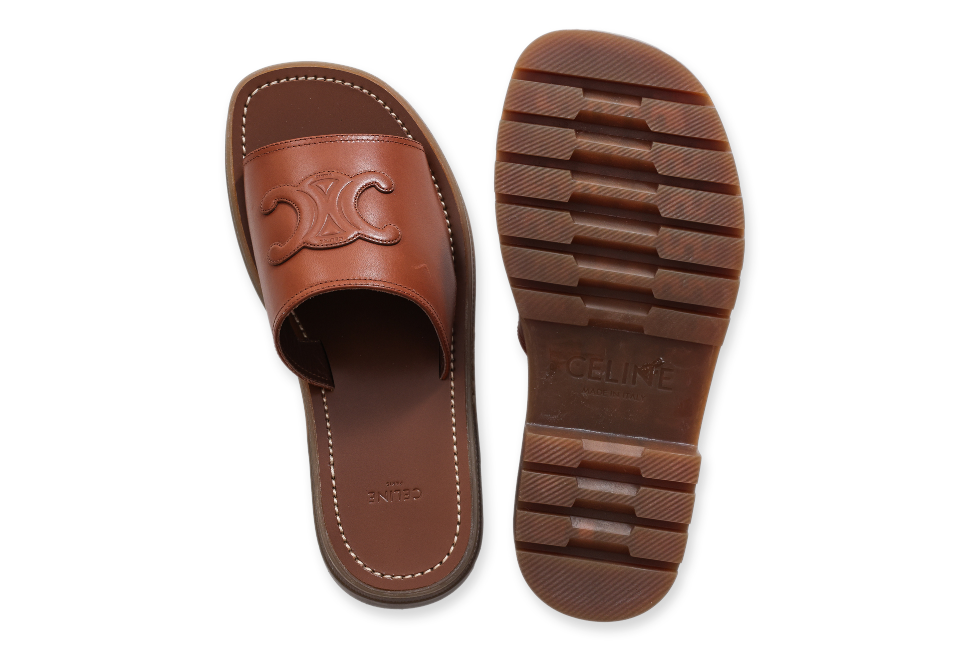 CELINE - A PAIR OF LEATHER PLATFORM SANDALS - Image 4 of 4