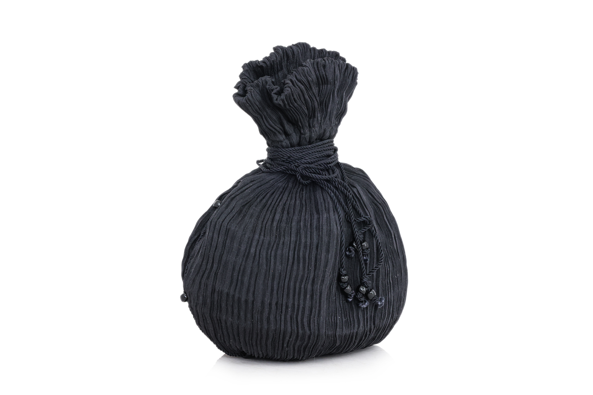 FORTUNY - A BLACK PLEATED 'ANTHEA' BAG - Image 2 of 4