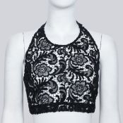 PRADA - A BLACK GUIPURE LACE HALTER TOP