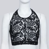 PRADA - A BLACK GUIPURE LACE HALTER TOP