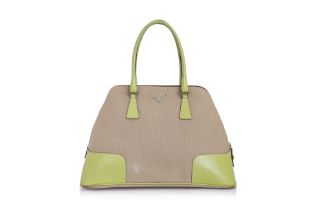 PRADA - A CINGHIALE DOME BAG WITH GREEN ACCENTS