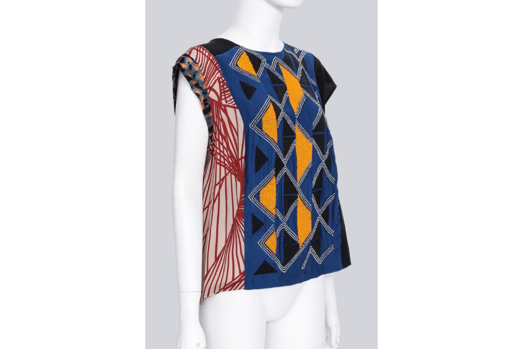 DRIES VAN NOTEN - AN ANKARA PRINT EMBROIDERED T-SHIRT - Image 2 of 3