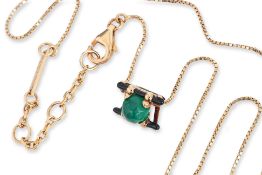 BOTTEGA VENETA - A GOLD-TONE STERLING SILVER CHAIN WITH A GREEN GEMSTONE PENDANT
