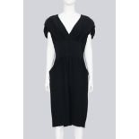 PRADA - A BLACK MIDI DRESS WITH CAP SLEEVES AND FRONT POCKETS