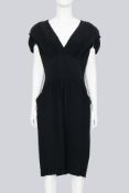 PRADA - A BLACK MIDI DRESS WITH CAP SLEEVES AND FRONT POCKETS