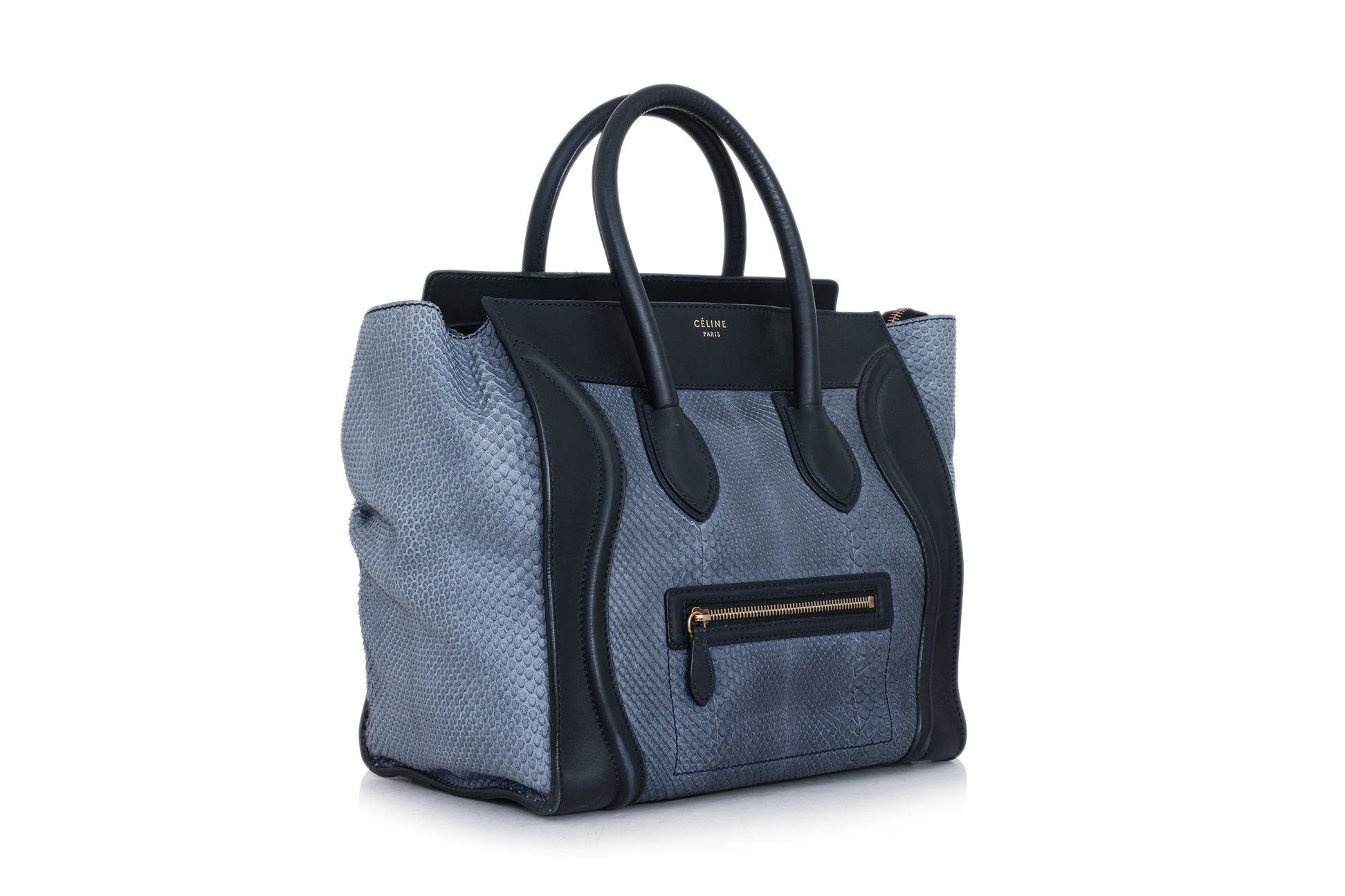 CÉLINE – A BLUE PYTHON AND LEATHER ‘LUGGAGE’ TOTE - Image 2 of 3