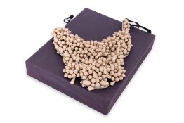 PRADA - A BEIGE BEADED BIB NECKLACE