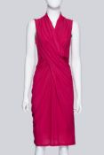 DONNA KARAN - A SURPLICE NECK FUCHSIA DRESS