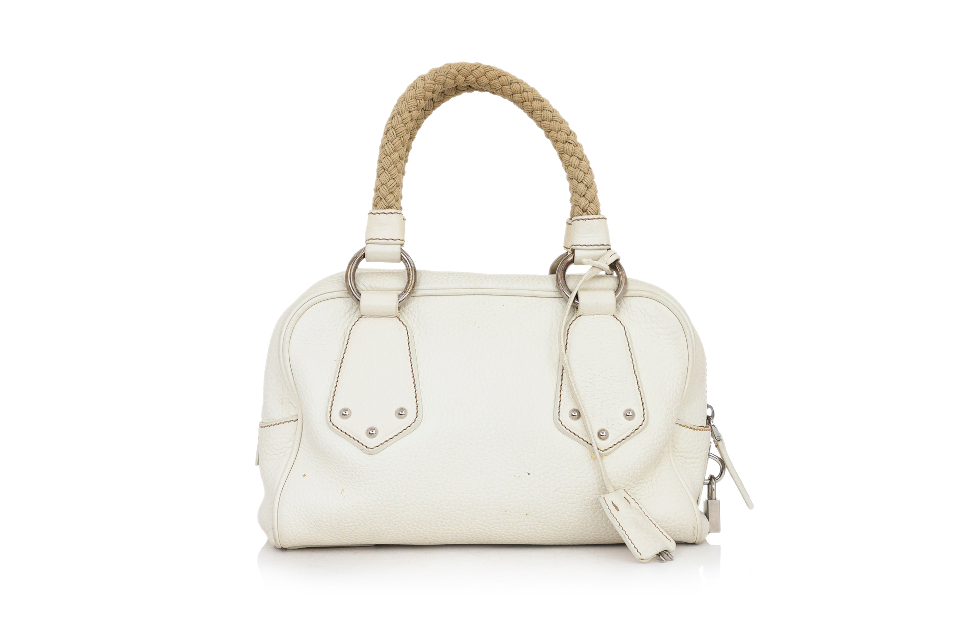 PRADA – A CREAM 'VITELLO DAINO' ROPE HANDLE BOWLING BAG - Image 3 of 3