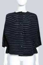 ISSEY MIYAKE - A BLACK AND GREY PLEATED CARDIGAN
