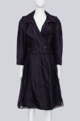 BURBERRY - A PURPLE SILK TAFFETA TRENCH COAT DRESS