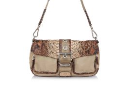 PRADA - A 'CLEO' PYTHON AND NYLON CROSSBODY