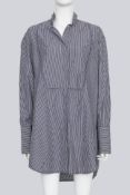 CELINE - A LONG SLEEVE STRIPED BUTTON UP DRESS WITH BIB DETAIL