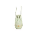 FENDI - A GREEN OSTRICH LEATHER DRAWSTRING EVENING BAG