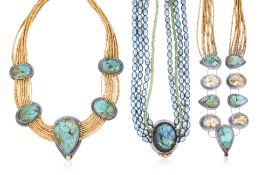 DP - THREE SEMI-PRECIOUS BEADED NECKLACES