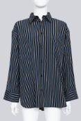 BALENCIAGA - A LONG STRIPED BUTTON-UP SHIRT
