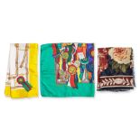 A GROUP OF THREE SILK GUCCI SCARVES