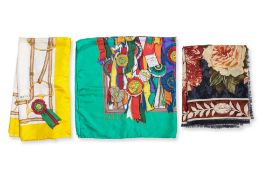 A GROUP OF THREE SILK GUCCI SCARVES
