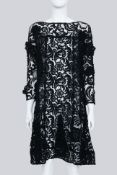 PRADA - A BLACK FLORAL LACE DRESS WITH LONG SLEEVES