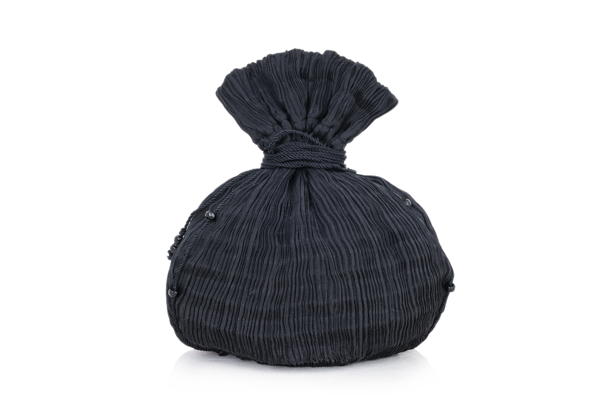 FORTUNY - A BLACK PLEATED 'ANTHEA' BAG - Image 3 of 4