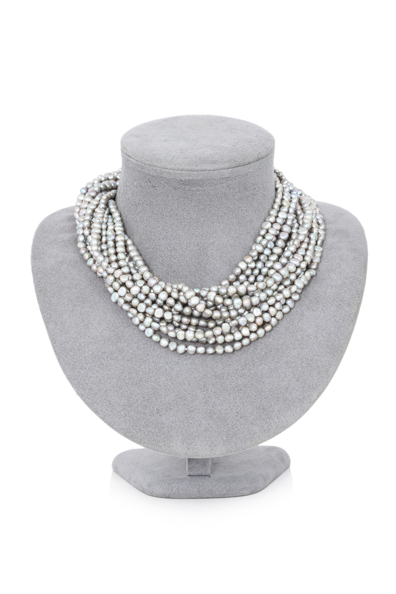 A MULTI-STRAND PEARL NECKLACE WITH SILVER HEART PENDANTS - Image 3 of 3
