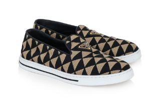 PRADA - A PAIR OF TRIANGLE PRINT SLIP-ONS