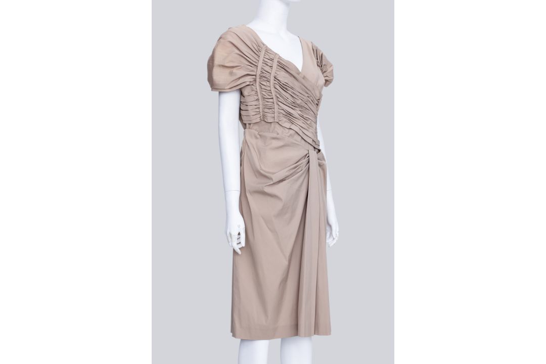 PRADA - A BLUSH ASYMMETRICAL RUCHED DRESS - Image 2 of 3