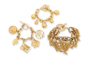 CELINE; KARL LAGERFELD - THREE CHARM BRACELETS