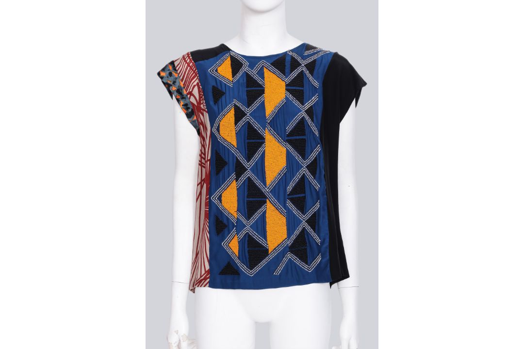 DRIES VAN NOTEN - AN ANKARA PRINT EMBROIDERED T-SHIRT - Image 1 of 3