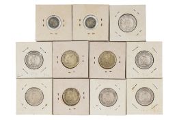 CEYLON, VICTORIA AND EDWARD VII 50 CENTS; 10 CENTS 1892-1910 (11)