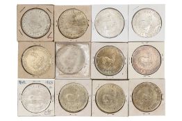 SOUTH AFRICA, ELIZABETH II, 5 SHILLINGS; 50 CENTS, 1953-1964 (12)