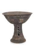 A LARGE KOREAN STONEWARE PEDESTAL BOWL
