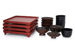 A GROUP OF JAPANESE LACQUER TABLEWARES