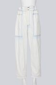Y'S - A PAIR OF WHITE INK-LEAK DRAWSTRING JEANS