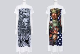 COMME DES GARCONS - A 2017 PAIR OF ART PRINT T-SHIRT DRESSES