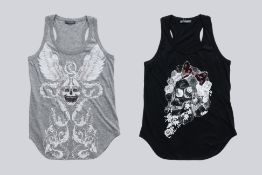 ALEXANDER MCQUEEN - A PAIR OF 2010 GRAPHIC TANK TOPS