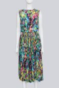 YOHJI YAMAMOTO - A MULTICOLORED PSYCHEDELIC SLEEVELESS SHIRT AND MATCHING SKIRT SET