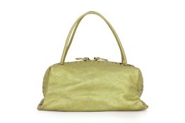 BOTTEGA VENETA - A METALLIC LIME HANDBAG