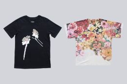 MAISON MARGIELA - A PAIR OF TWO PRINTED FLORAL GRAPHIC T-SHIRTS