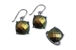 BOTTEGA VENETA - PYRITE SCARABEE EARRINGS AND RING SET